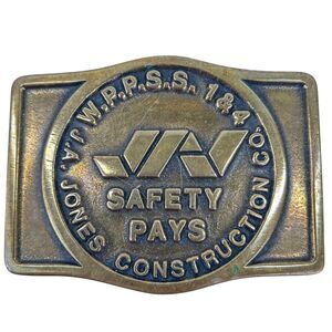 J A Jones Construction Co Belt Buckle Hanford WA WPPSS 1970's Defunct Company
